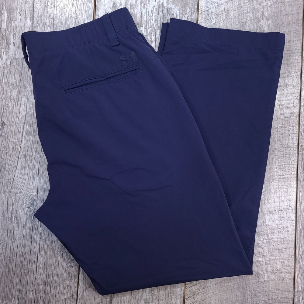 Under Armour Golf Pants Mens 36x30 Navy Blue Performance Straight Leg Trousers